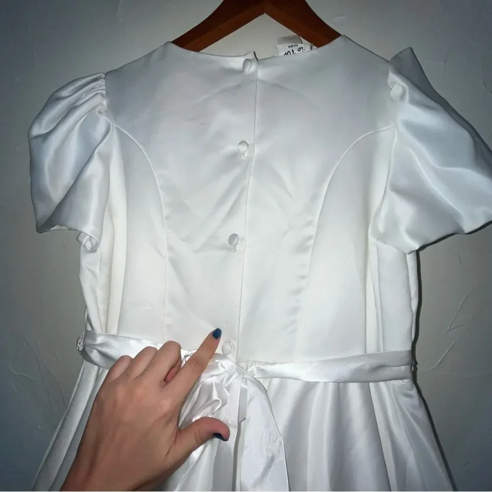 Tip Top White Formal Dress with Cap Sleeves